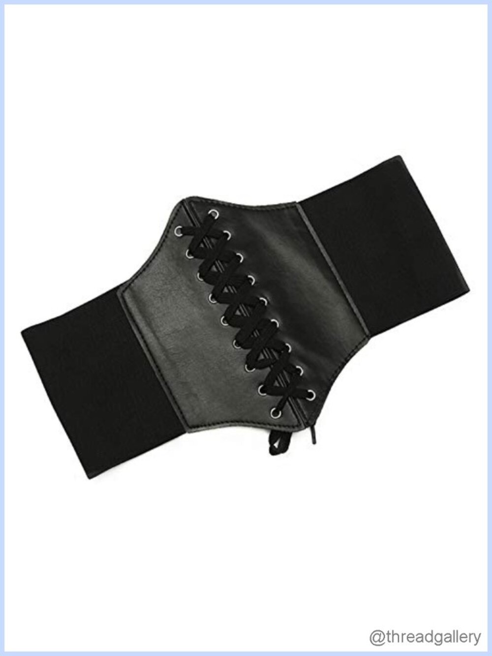 Women Vintage Lace-up Corset Cinch Belt Elastic PU Leather Waist Waspie